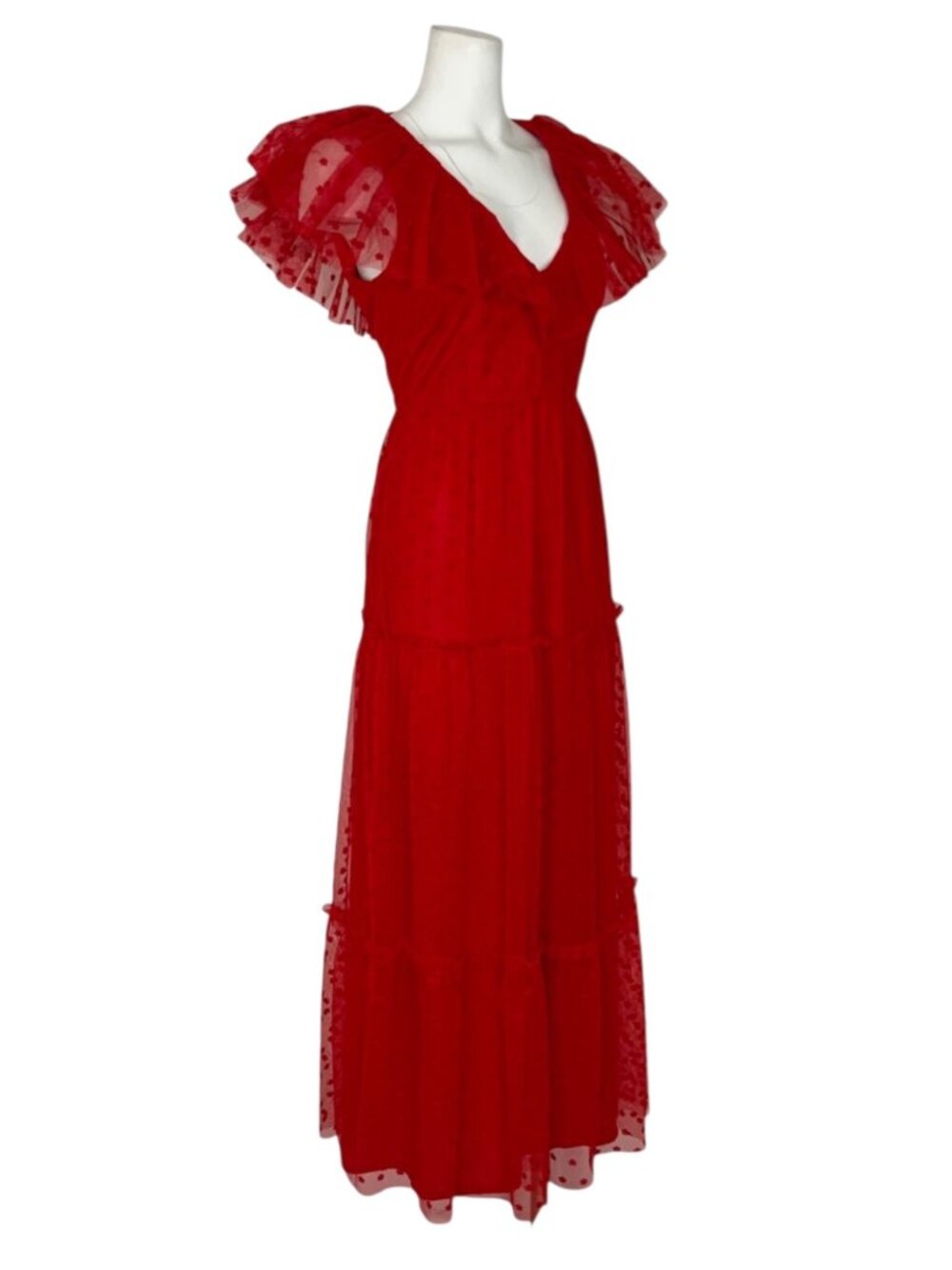 Tuckernuck Tulle Giselle Gown Dress M Red Ruffles Maxi NEW - Picture 5 of 14